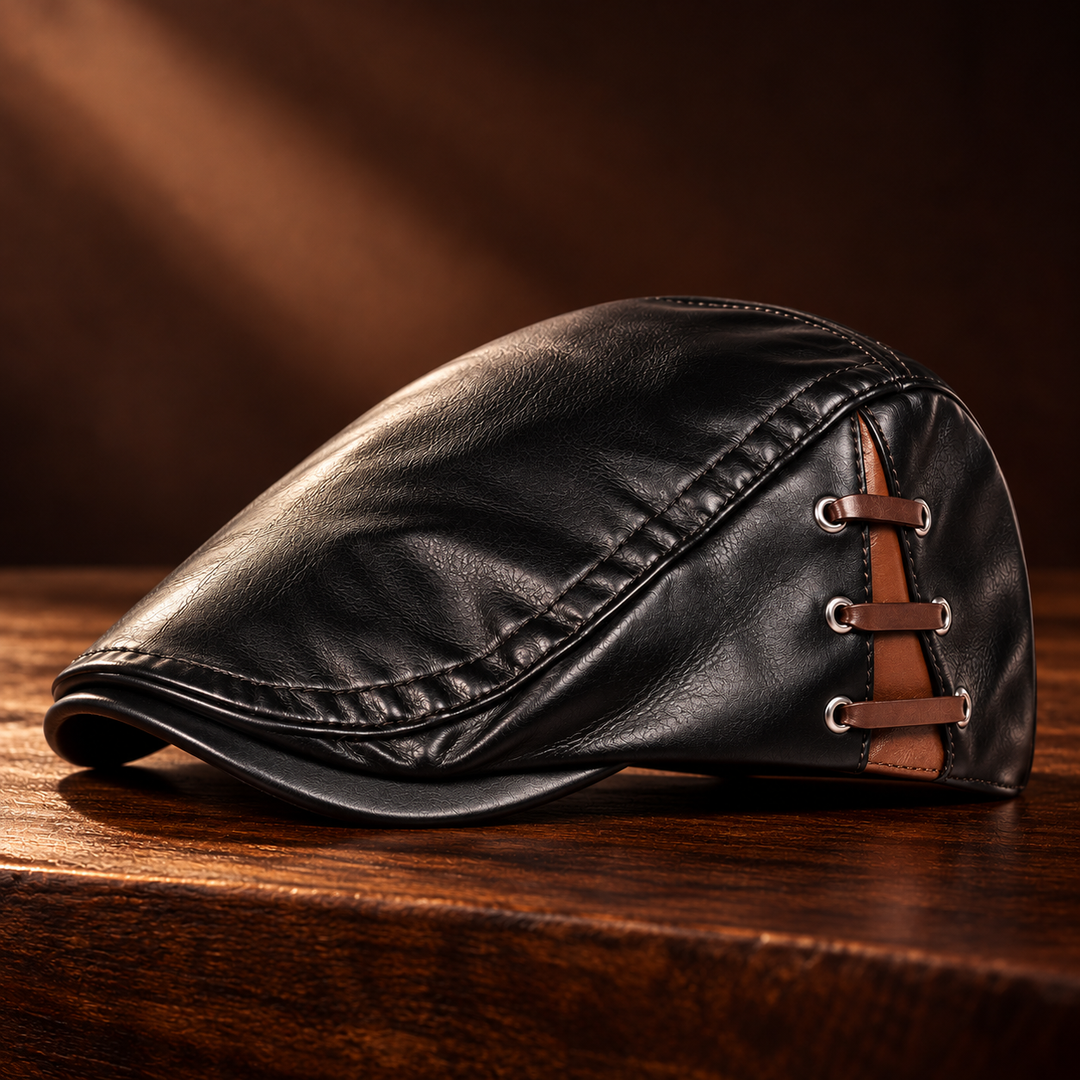 Langston Leather Flat Cap