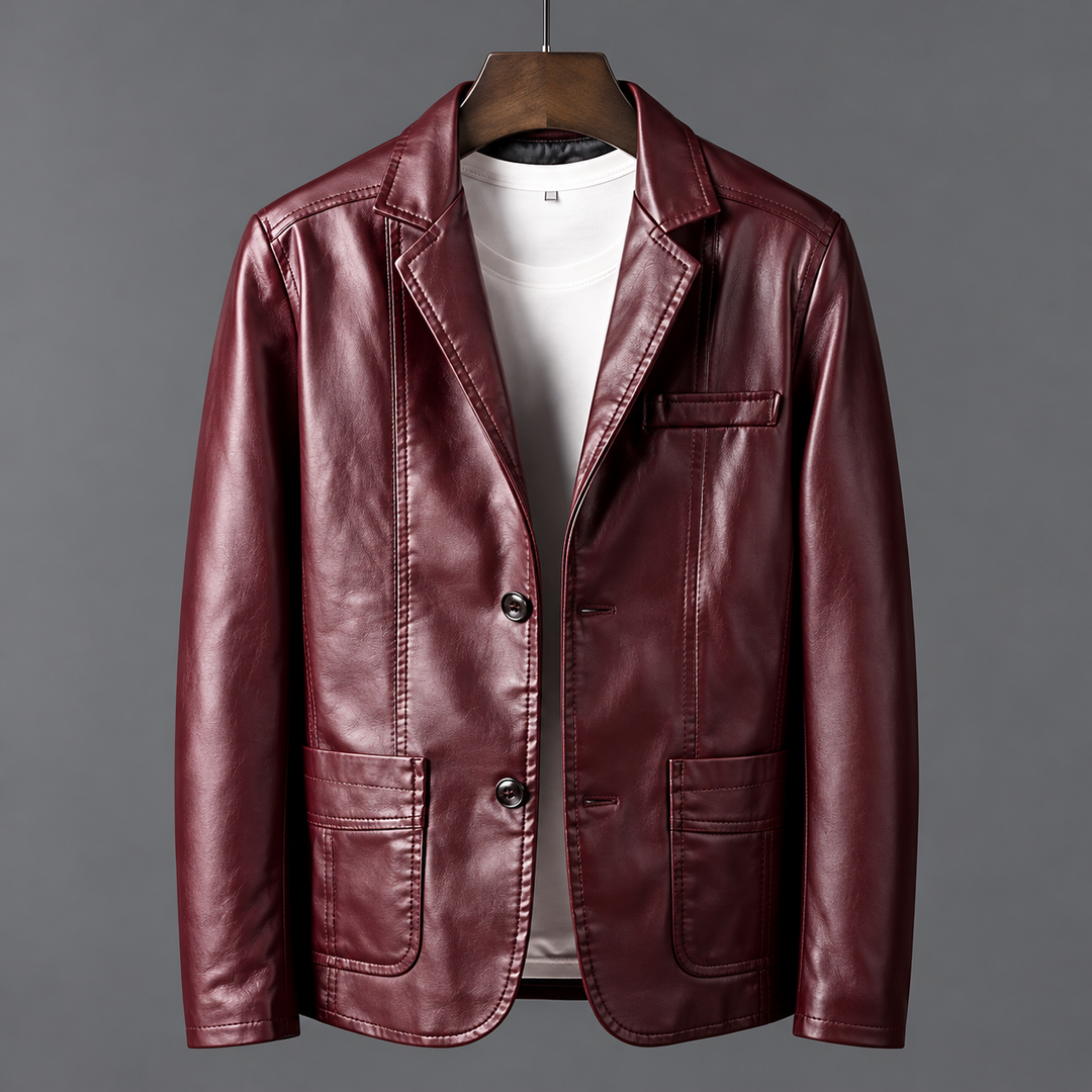 Zane Tailored Leather Blazer Jacket