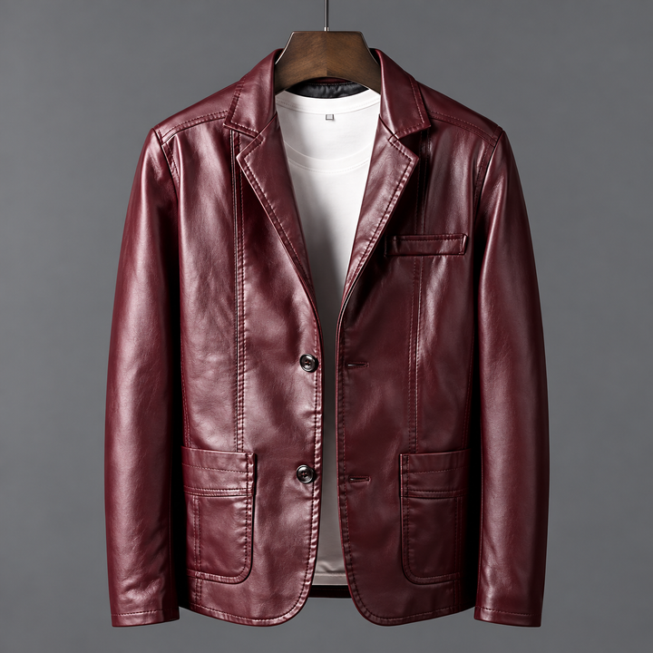 Zane Tailored Leather Blazer Jacket