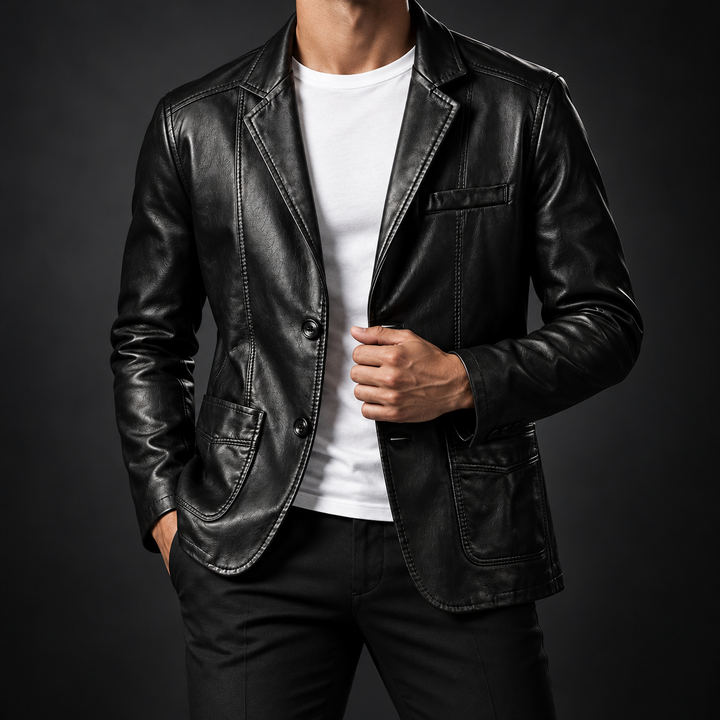 Zane Tailored Leather Blazer Jacket