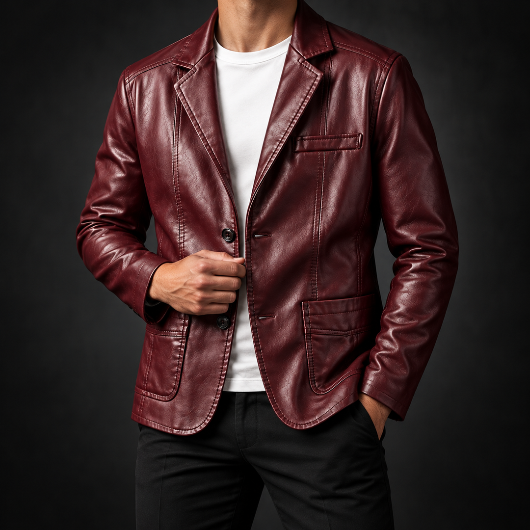 Zane Tailored Leather Blazer Jacket