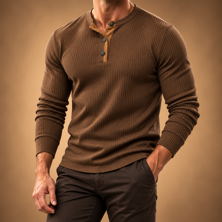 Hampton Rib-Knit Henley Shirt