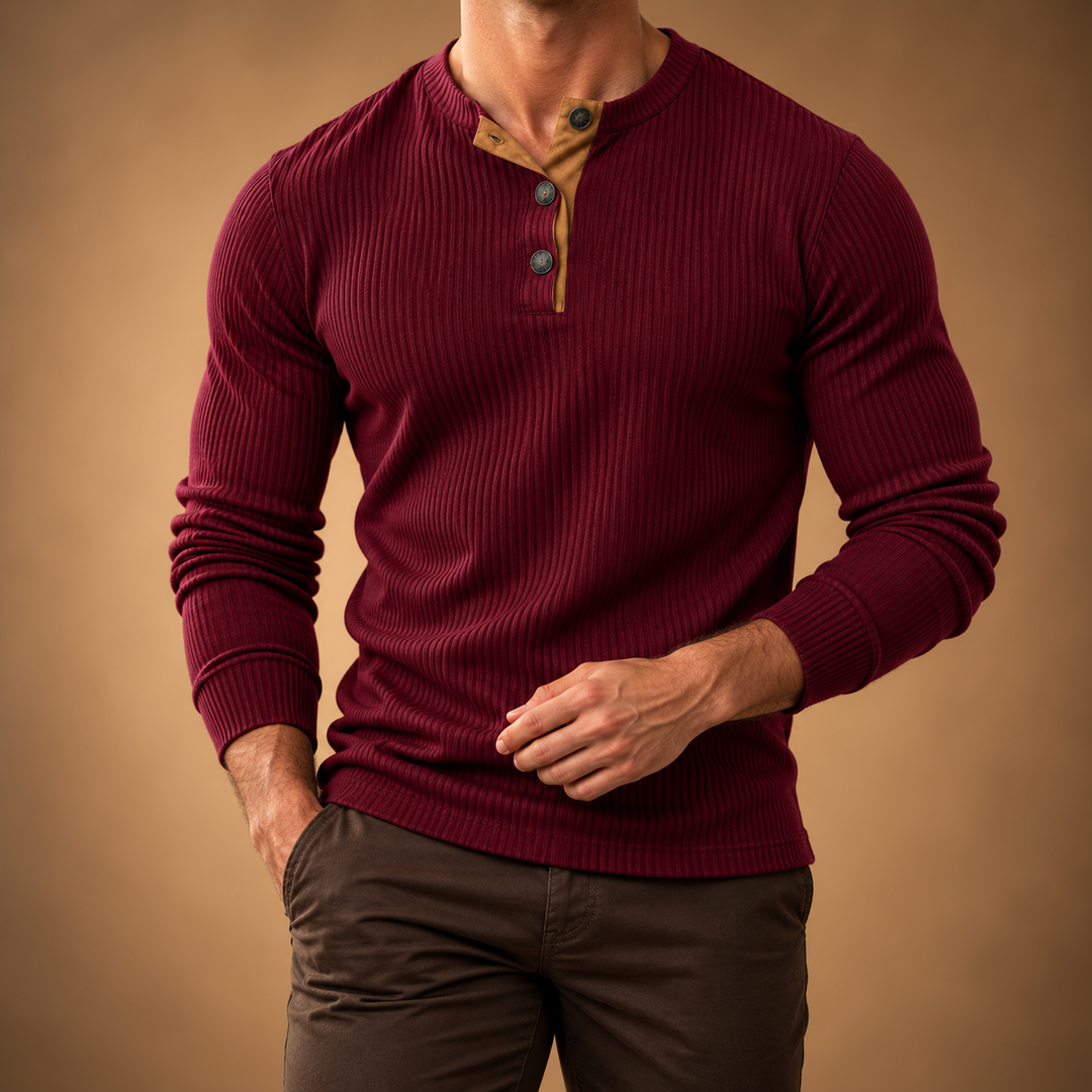 Hampton Rib-Knit Henley Shirt