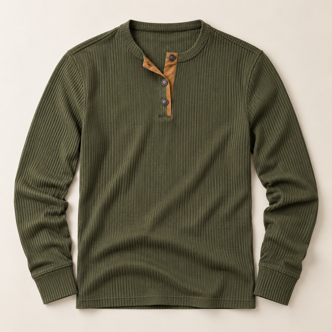 Hampton Rib-Knit Henley Shirt
