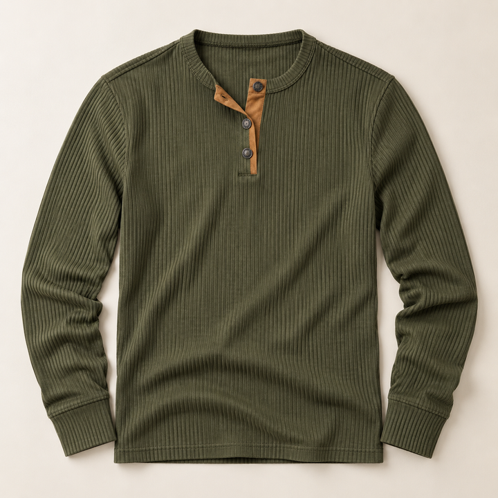 Hampton Rib-Knit Henley Shirt