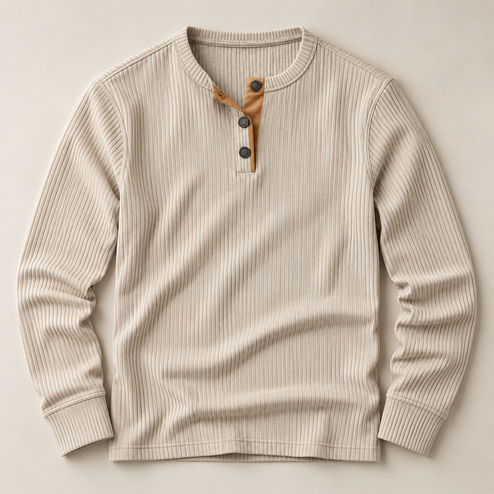 Hampton Rib-Knit Henley Shirt