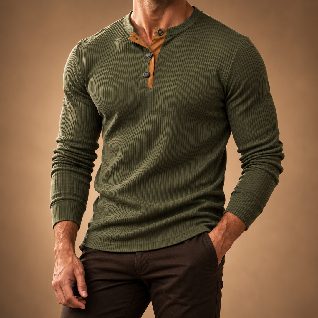 Hampton Rib-Knit Henley Shirt