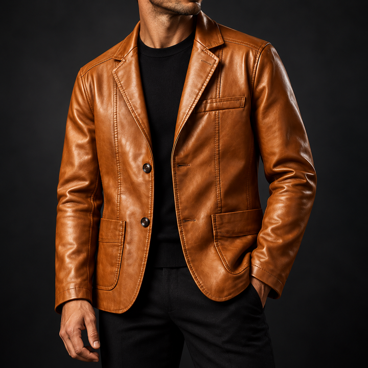 Zane Tailored Leather Blazer Jacket