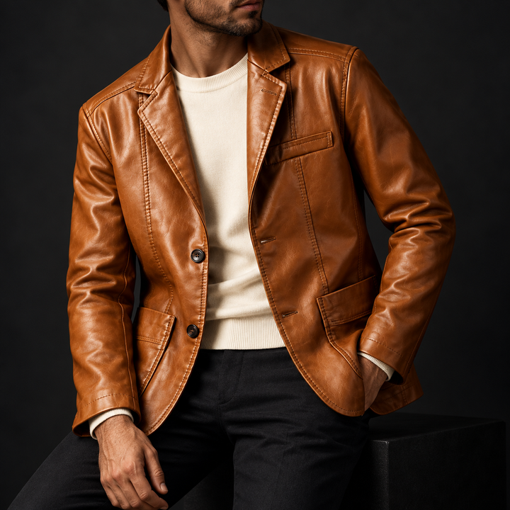 Zane Tailored Leather Blazer Jacket