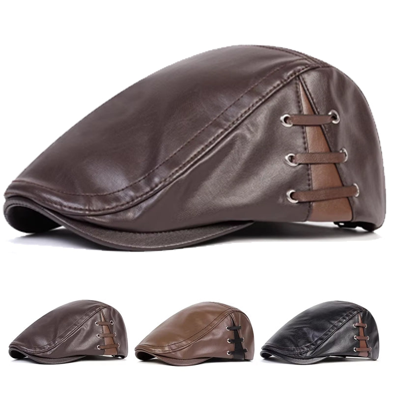 Langston Leather Flat Cap