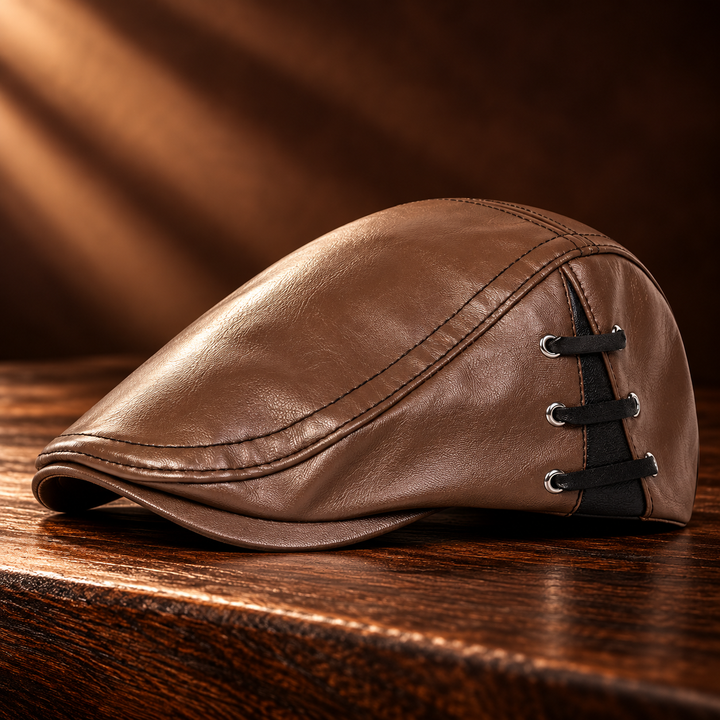Langston Leather Flat Cap