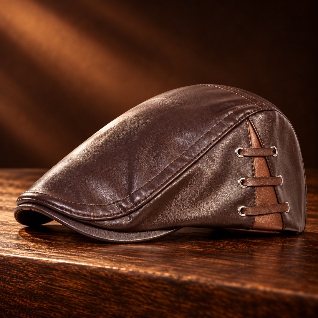 Langston Leather Flat Cap