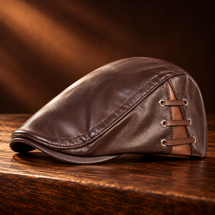 Langston Leather Flat Cap