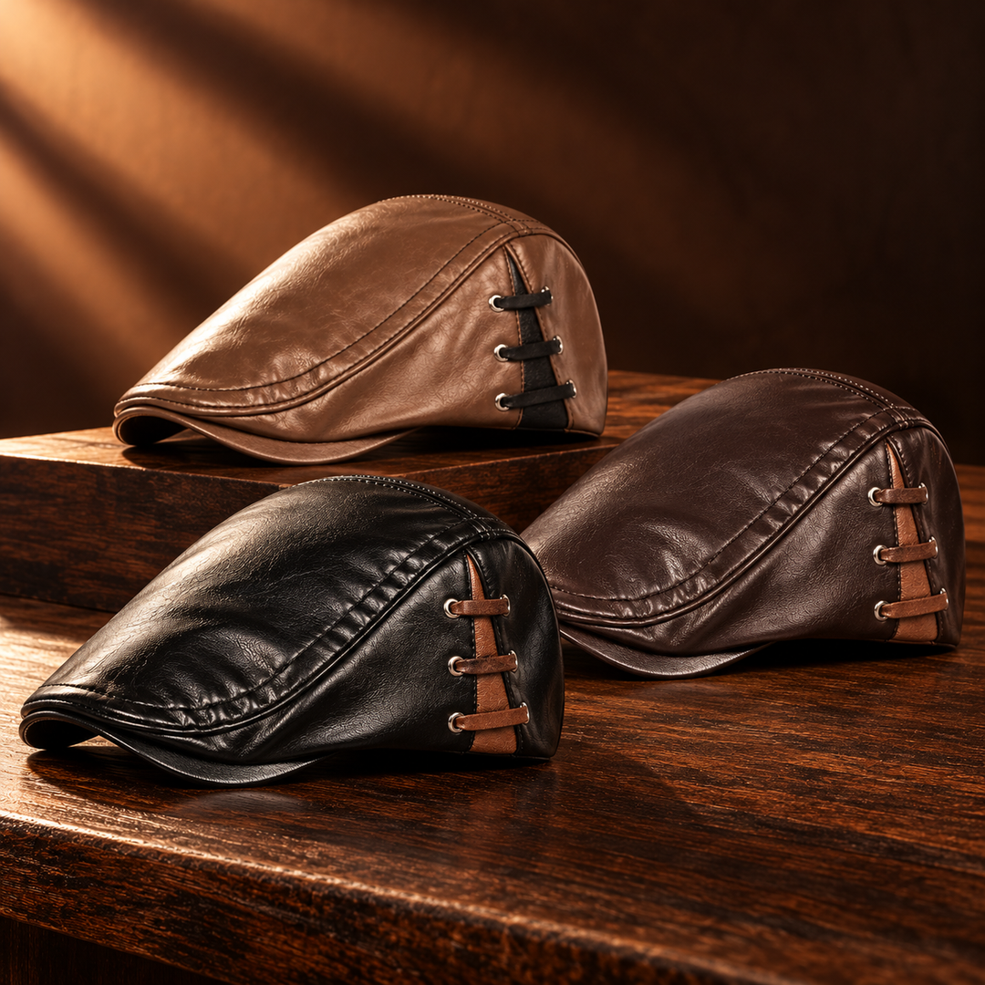 Langston Leather Flat Cap
