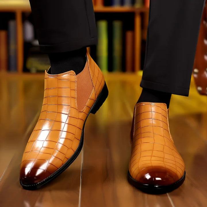 Hatcher Crocskin Chelsea Boots