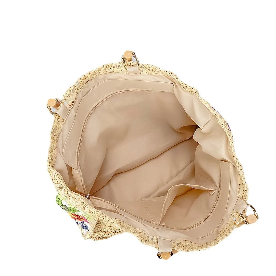 Elize Boho Beach Straw Tote Bag