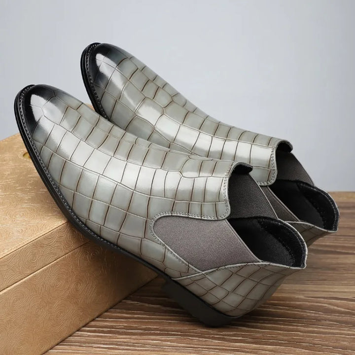 Hatcher Crocskin Chelsea Boots