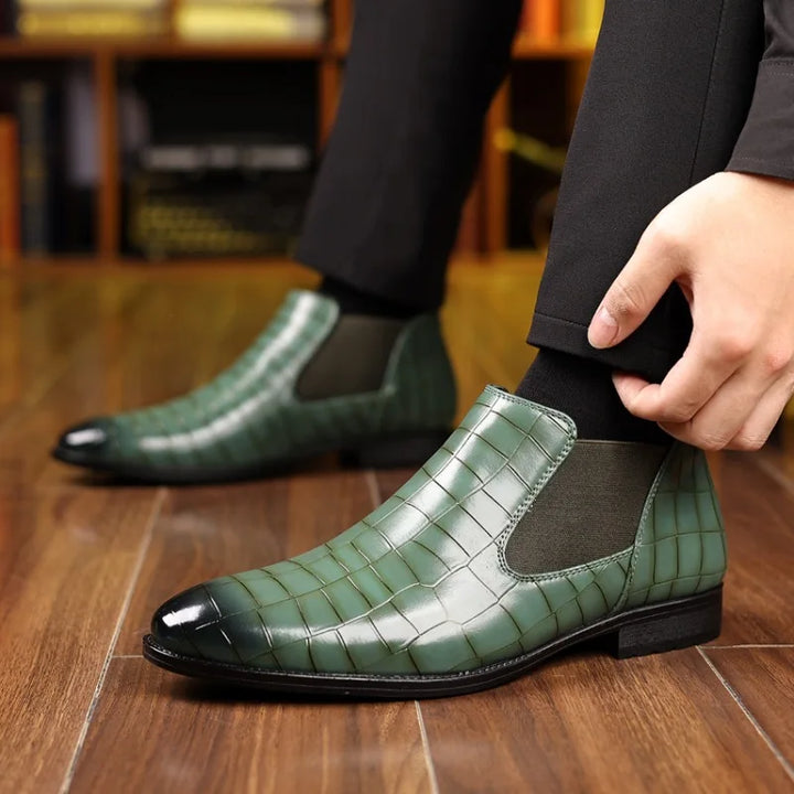 Hatcher Crocskin Chelsea Boots