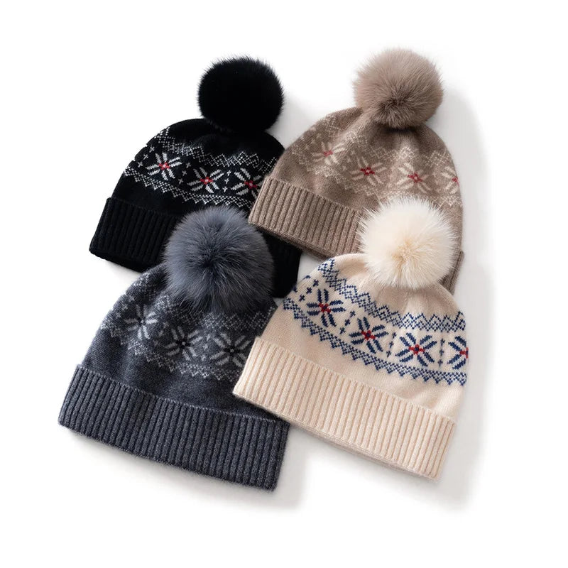 Elsa Cashmere Pom-Pom Beanie