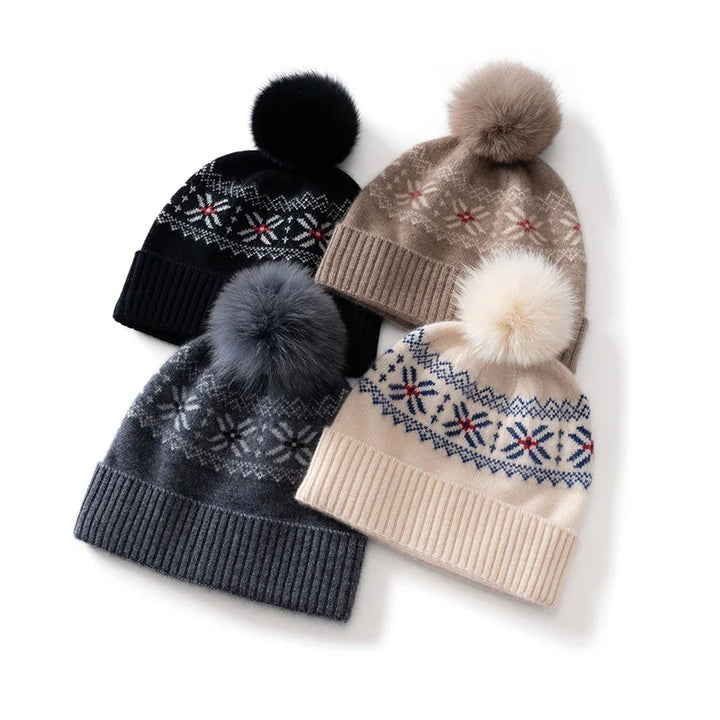 Elsa Cashmere Pom-Pom Beanie