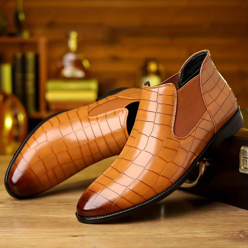 Hatcher Crocskin Chelsea Boots
