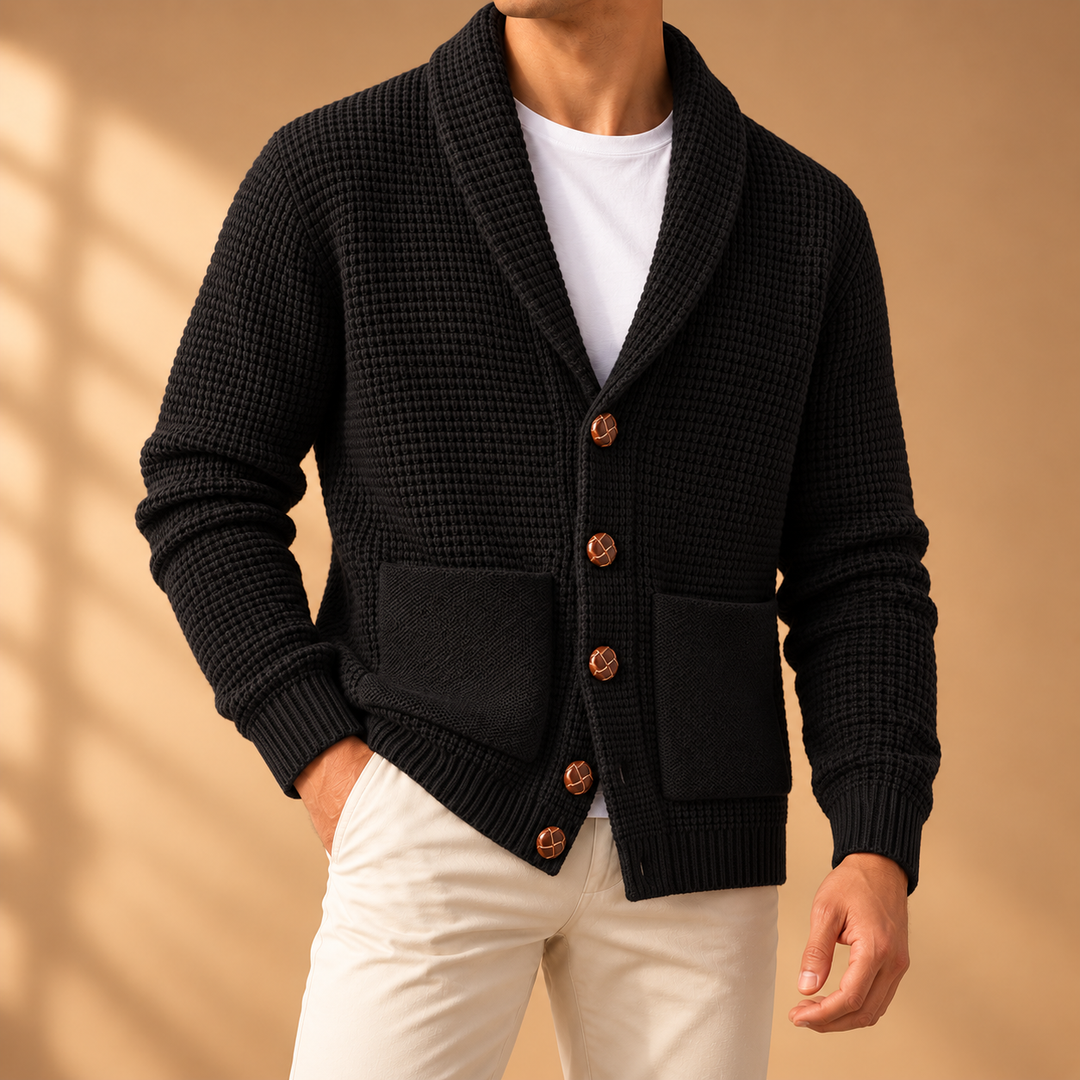 Holland Rib-Knit Shawl Cardigan