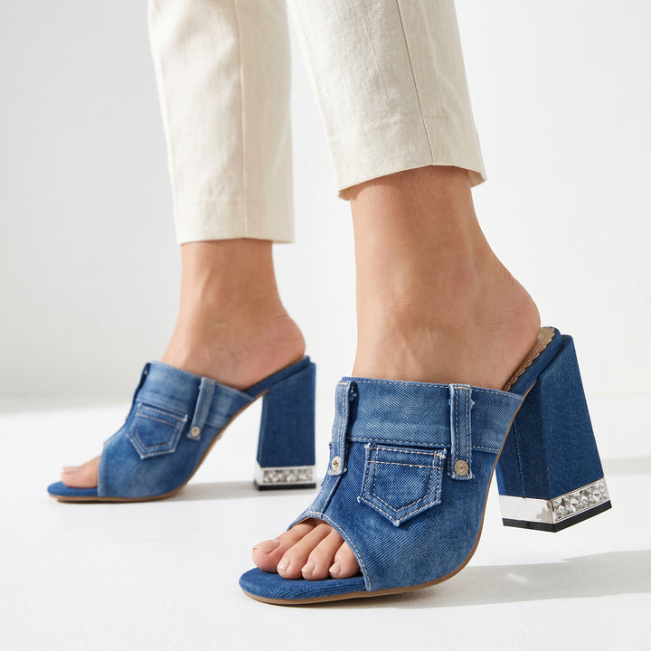 Mandy Denim Block Heel