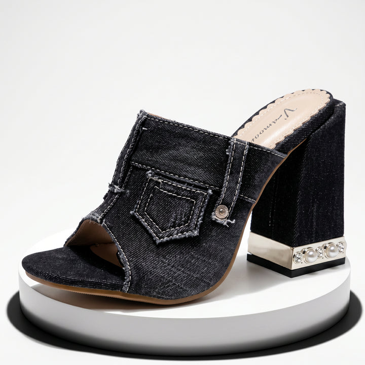 Mandy Denim Block Heel