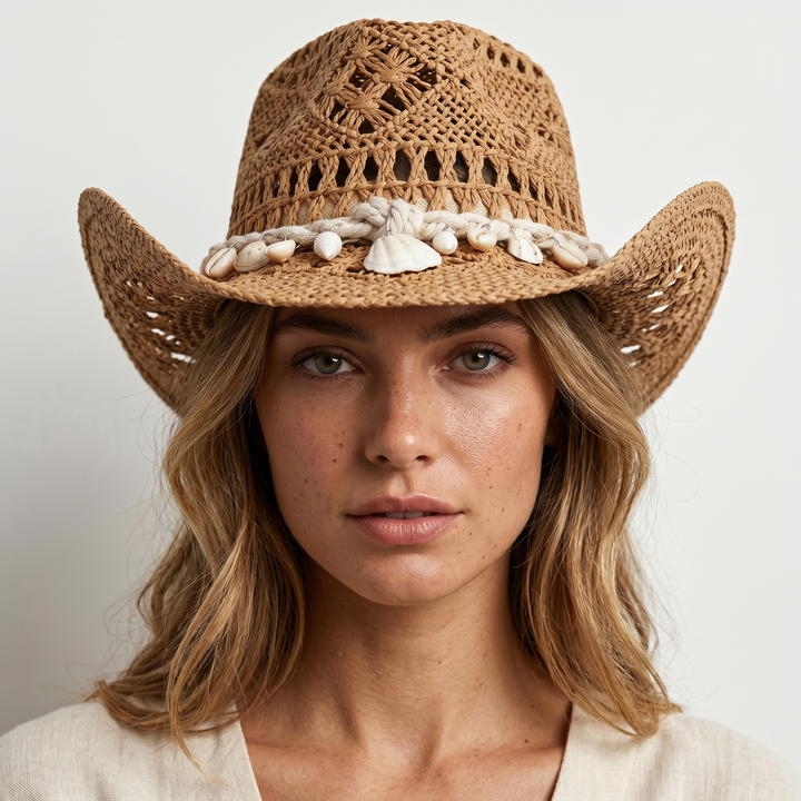 Coastal Seashell Straw Sun Hat