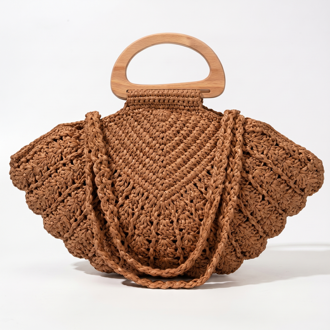 Elora Shell Straw Crossbody Bag