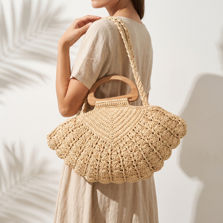 Elora Shell Straw Crossbody Bag