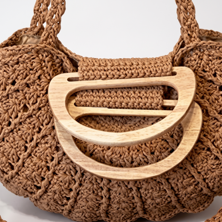 Elora Shell Straw Crossbody Bag