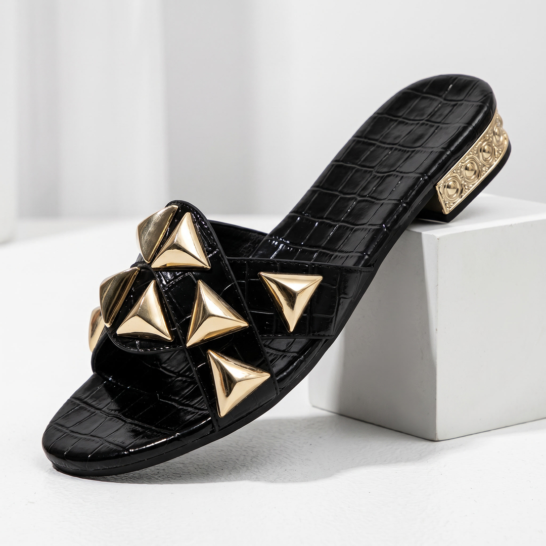 Mariam Crocskin Leather Sandal