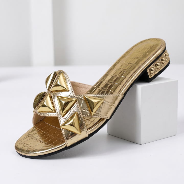 Mariam Crocskin Leather Sandal