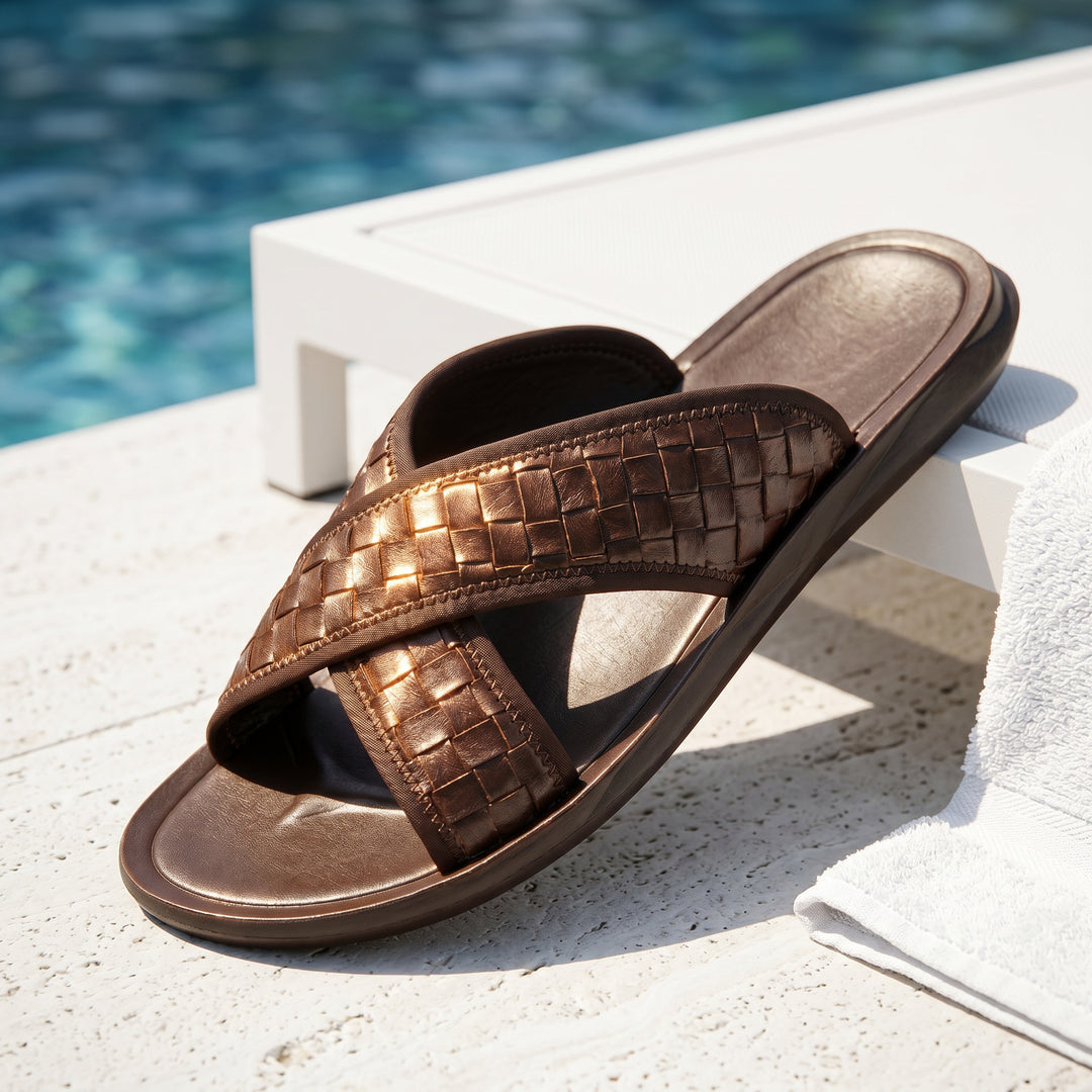 Milford Cross-Strap Leather Sandal
