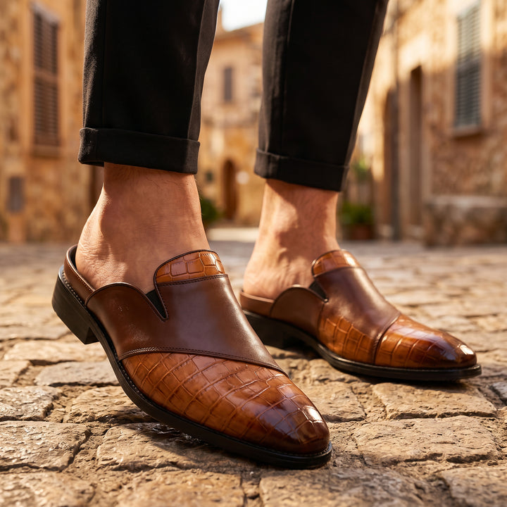 Rizzo Crocskin Leather Mule