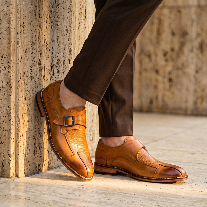 Garamond Crocskin Leather Monkstrap
