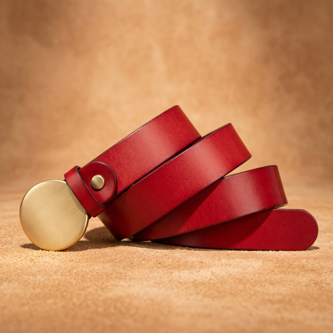 Augustine Cowhide Brass Buckle Belt