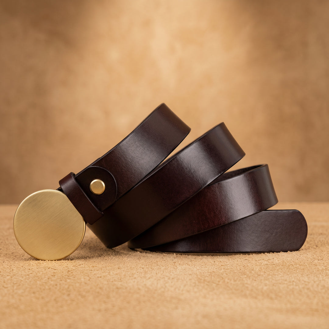 Augustine Cowhide Brass Buckle Belt