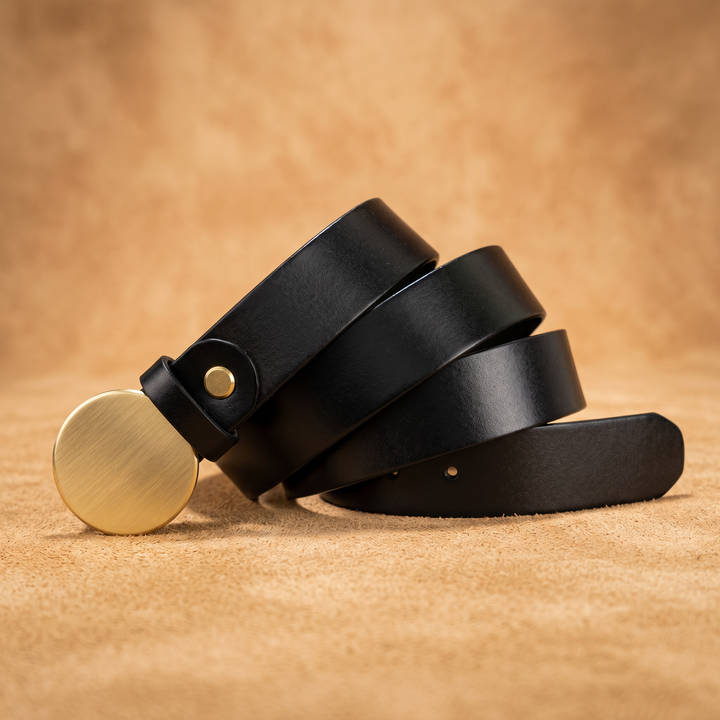 Augustine Cowhide Brass Buckle Belt