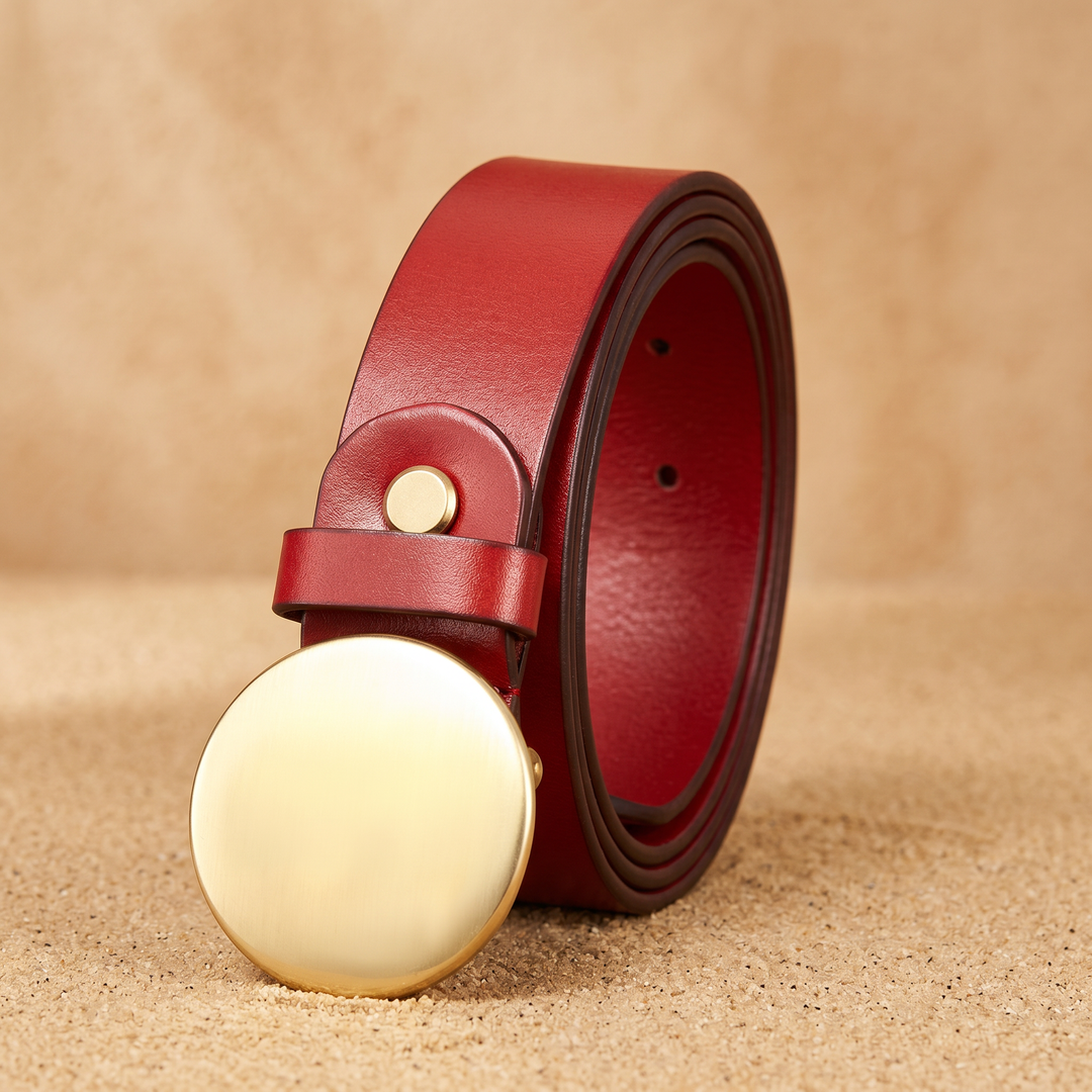 Augustine Cowhide Brass Buckle Belt