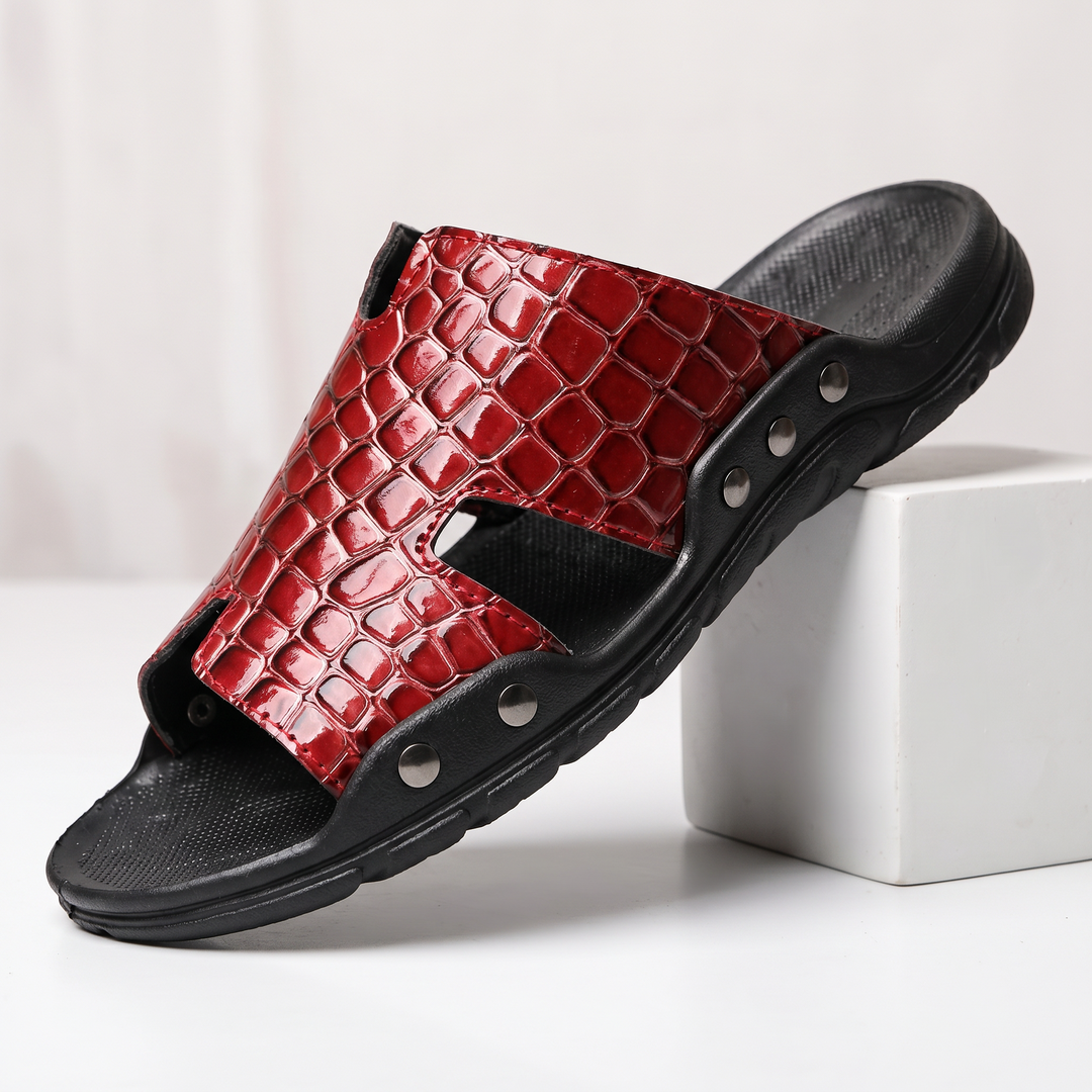 Velasco Crocskin Leather Sandal