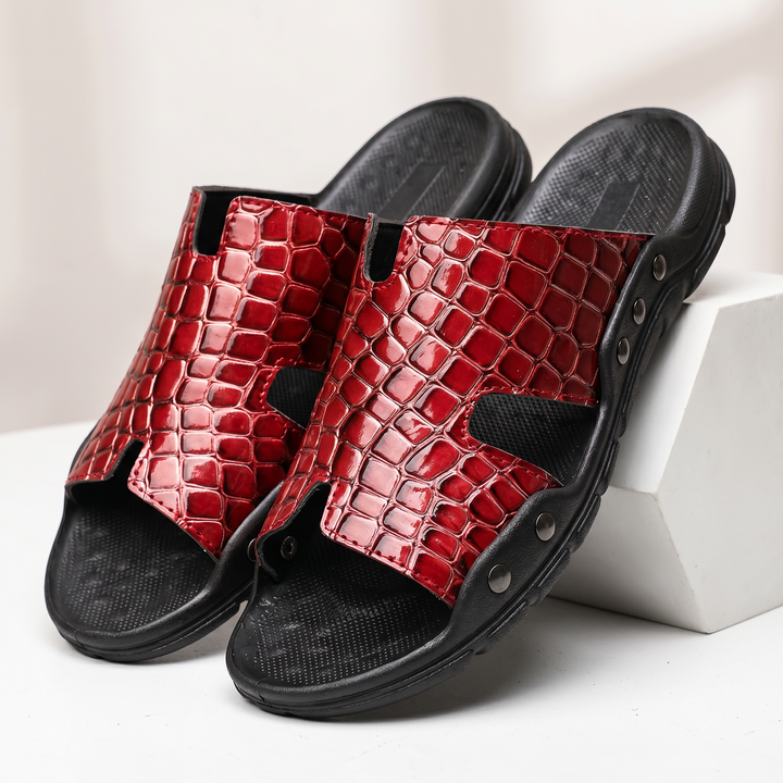 Velasco Crocskin Leather Sandal