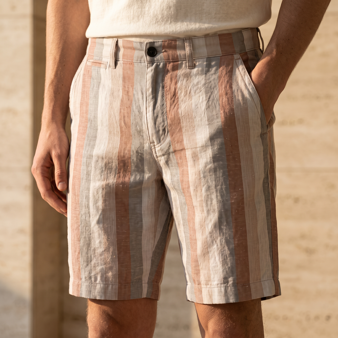 Hampton Pure Linen Striped Shorts