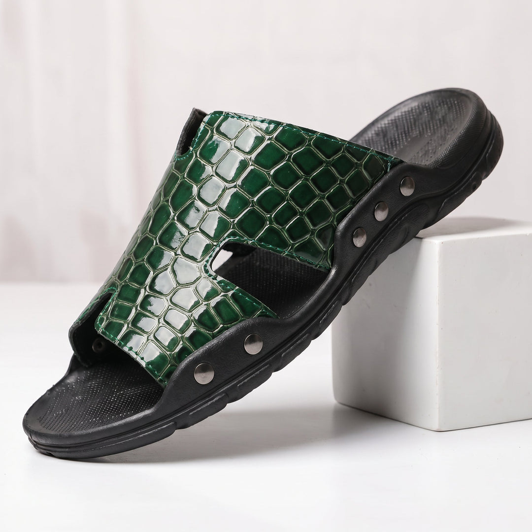 Velasco Crocskin Leather Sandal