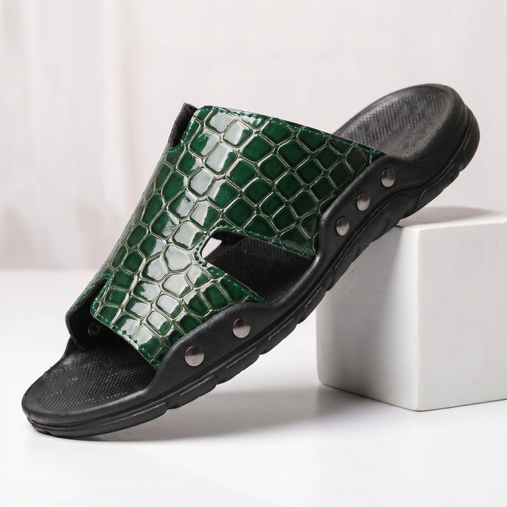 Velasco Crocskin Leather Sandal