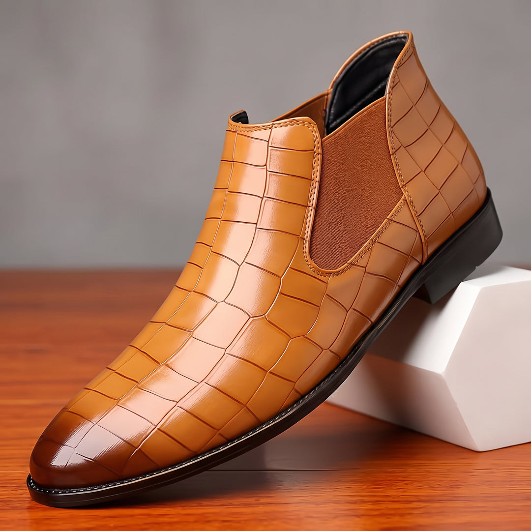 Hatcher Crocskin Chelsea Boots