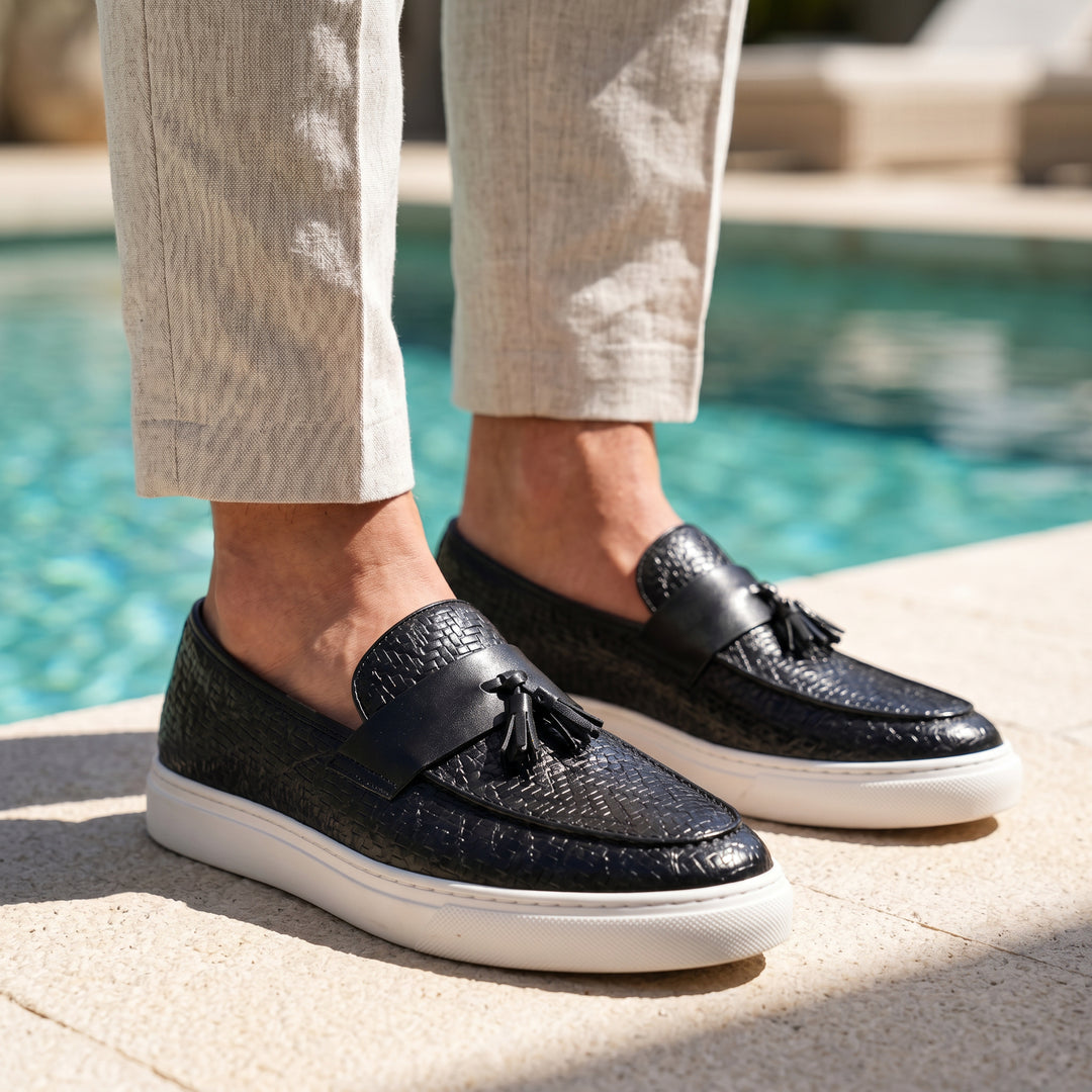 Ventio Woven Leather Tassel Loafer