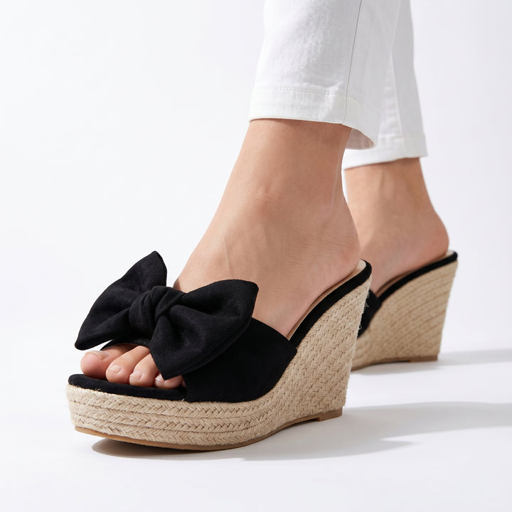 Rene Bow Wedge Sandal