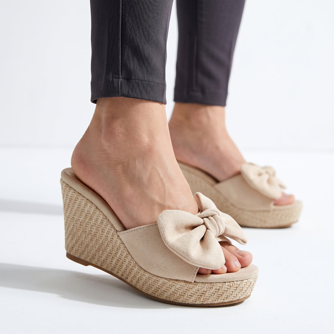 Rene Bow Wedge Sandal
